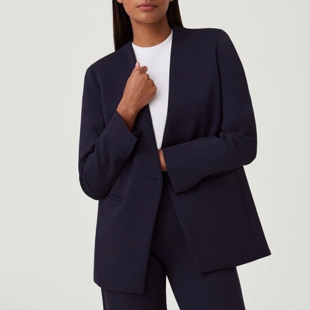 Spanx The Perfect Collarless Blazer Medium Black Office Work